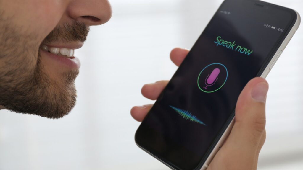 man doing voice search